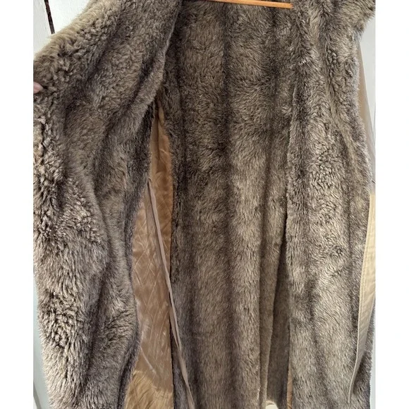 Vtg Forecaster Boston Heavy Trench Coat Real Fox Fur Lined Women (13/14 VINTAGE)